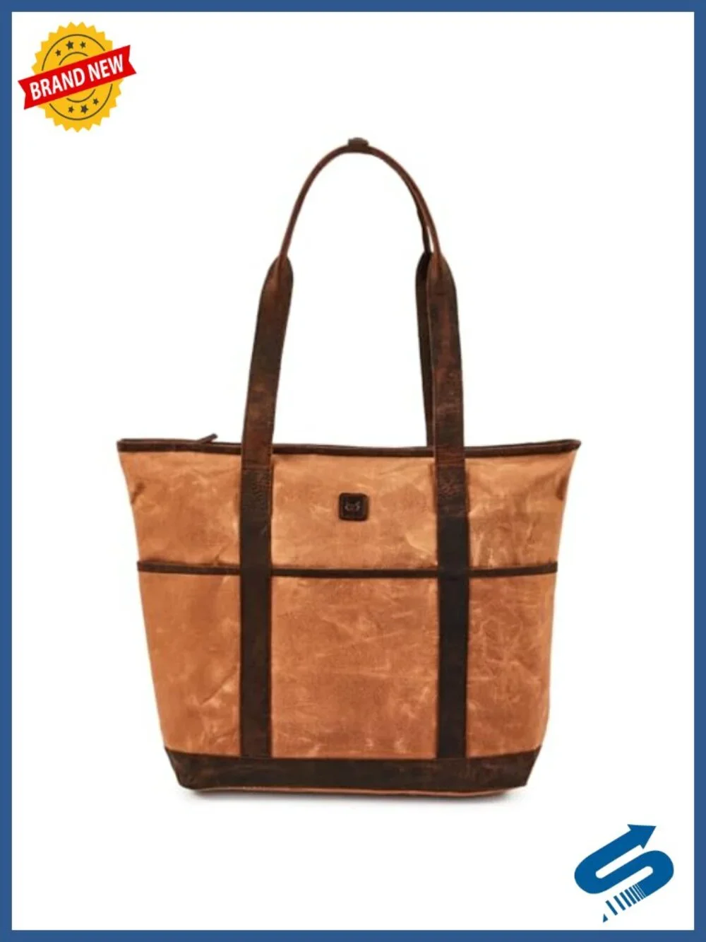 Large Tote Bag for Women Work Shoulder Handbag Waxed Canvas Leather Trim Fits
